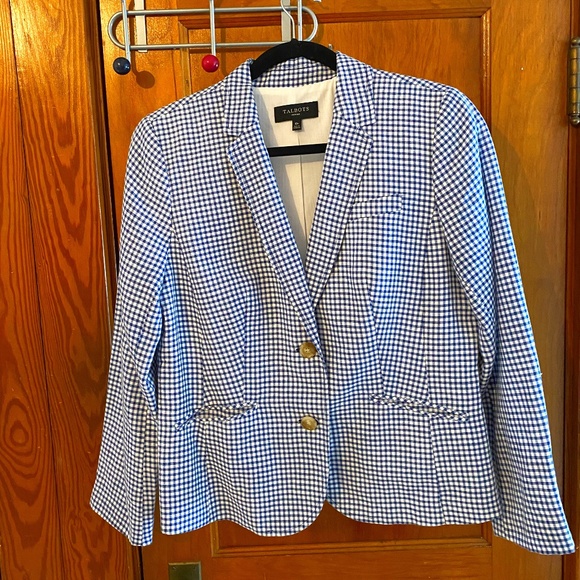 Talbots Blue Gingham Blazer Jacket - Picture 1 of 5